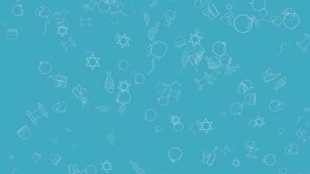 Rosh Hashanah Urlaub Flache Design Animation Hintergrund Mit Traditionellen Umrissen — Stockvideo