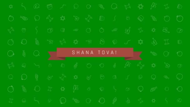 Rosh Hashanah Holiday Flat Design Animation Background Traditional Outline Icon — Stockvideo