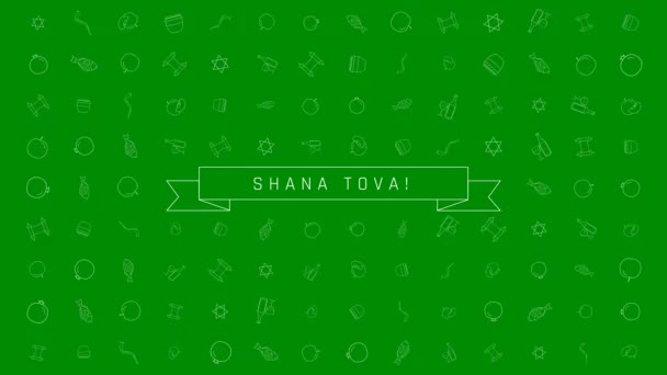 Rosh Hashanah Holiday Flat Design Animation Background Traditional Outline Icon — Stockvideo