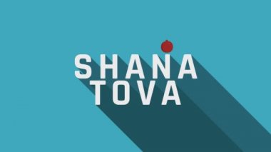 Rosh Hashanah tatil tebrik animasyon nar simgesi ve İngilizce metin 