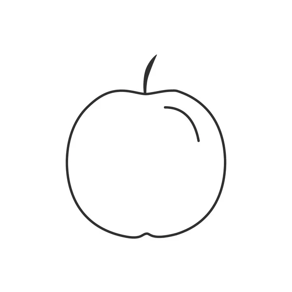 Apple Pictogram Zwarte Platte Omtrek Ontwerp — Stockvector