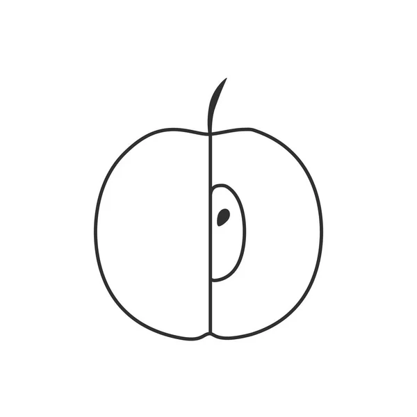 黑色平面轮廓设计中的半苹果图标 — 图库矢量图片