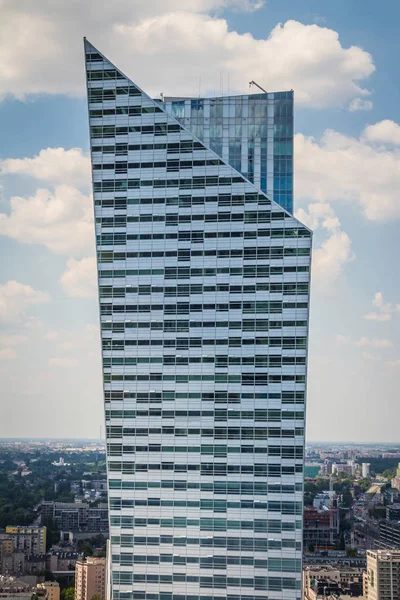 Aerial view of the Zlota 44 residential skyscraper in Warsaw poland.