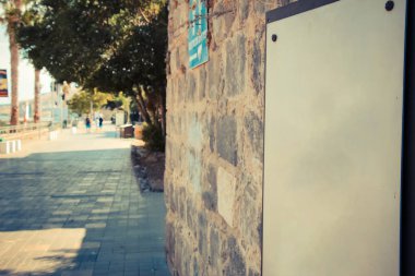 Tiberias mesire Antik tuğla duvara boş bir işaret.