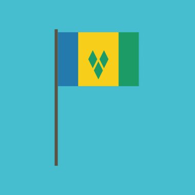 Saint Vincent ve Grenadinler bayrak simgesi düz tasarım. Bağımsızlık günü ya da ulusal gün tatil kavramı.