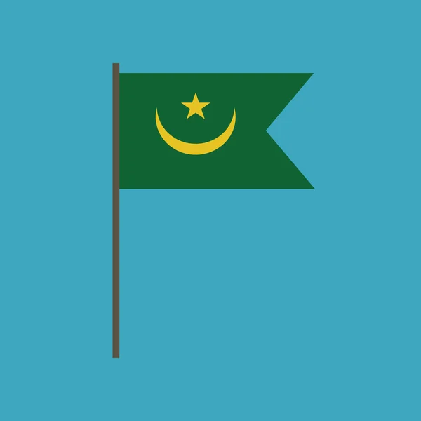 Icono Bandera Mauritania Diseño Plano Día Independencia Concepto Día Fiesta — Vector de stock