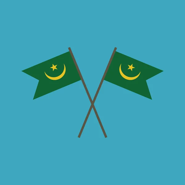 Ícone Bandeira Mauritânia Design Plano Dia Independência Conceito Feriado Nacional — Vetor de Stock