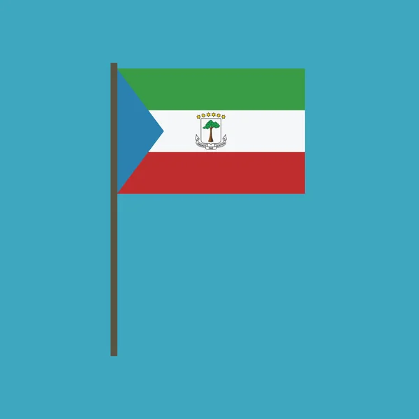 Icona Della Bandiera Della Guinea Equatoriale Disegno Piatto Giorno Indipendenza — Vettoriale Stock