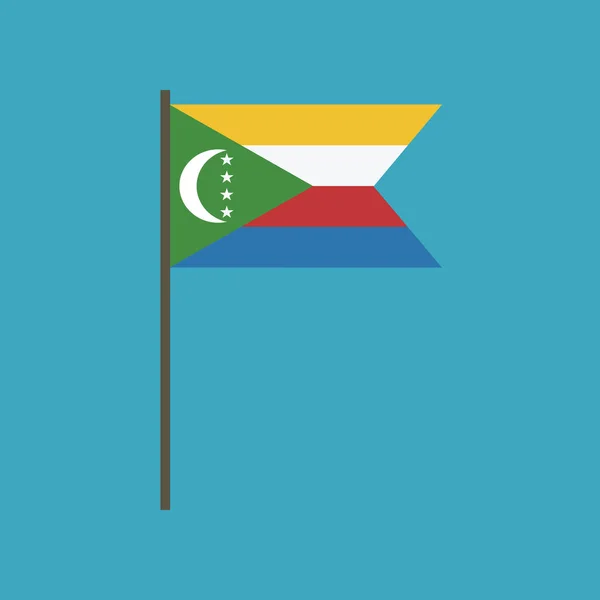 Icono Bandera Comoras Diseño Plano Día Independencia Concepto Día Fiesta — Vector de stock