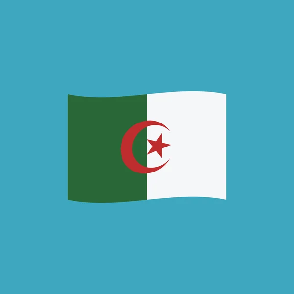 Flaga Algierii Ikona Płaska Dzień Niepodległości Lub Narodowy Dzień Wakacje — Wektor stockowy