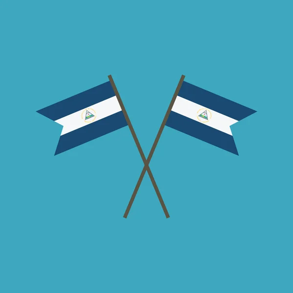 Bandera Nicaragua Icono Diseño Plano Día Independencia Concepto Día Fiesta — Archivo Imágenes Vectoriales