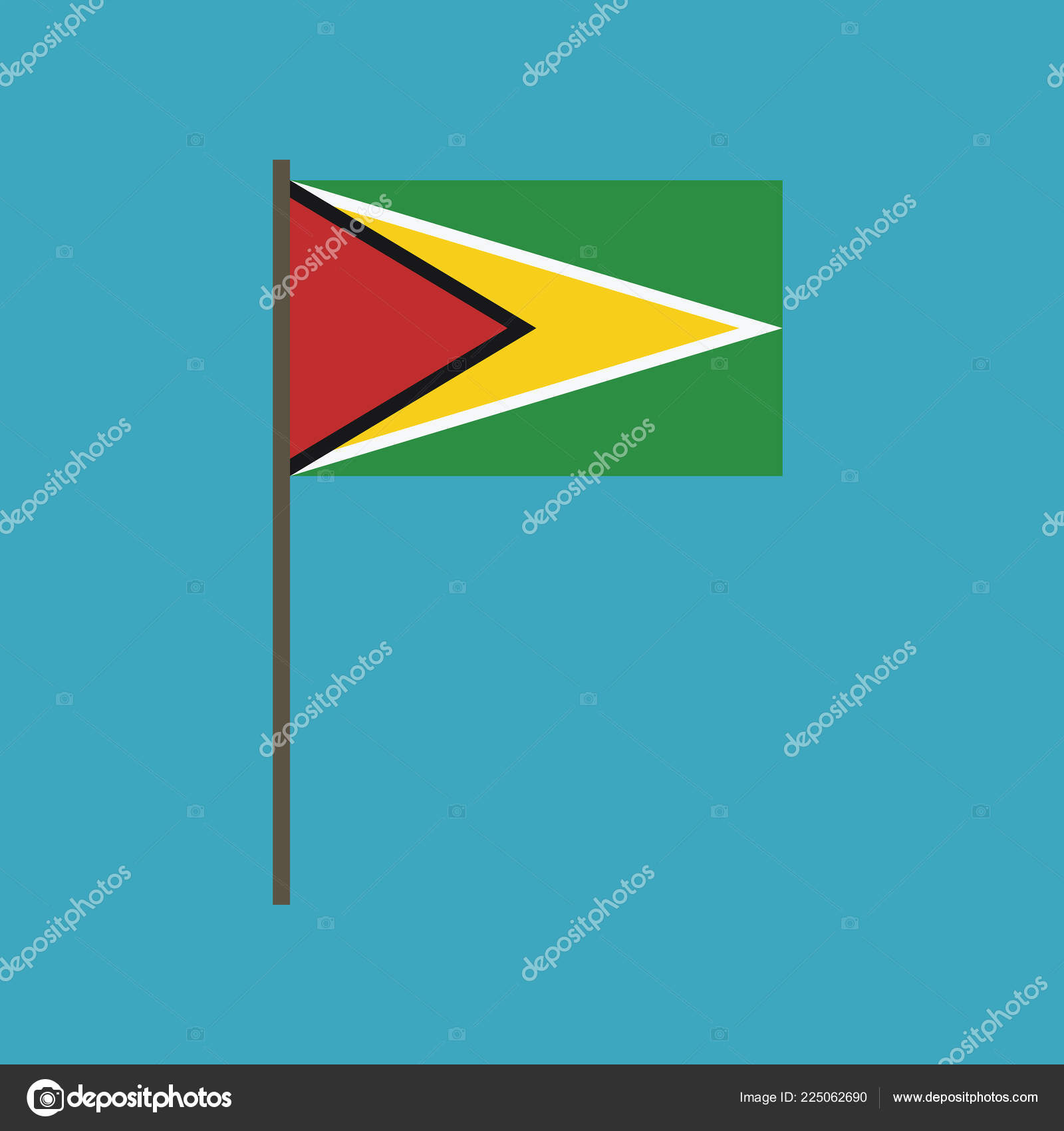 Guyana Flag Icon Flat Design Independence Day National Day