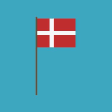 Danimarka bayrağı simgesi düz tasarım. Bağımsızlık günü ya da ulusal gün tatil kavramı.
