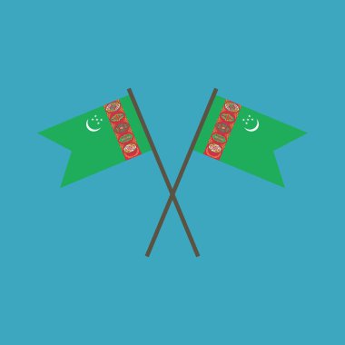 Türkmenistan bayrak simgesi düz tasarım. Bağımsızlık günü ya da ulusal gün tatil kavramı.