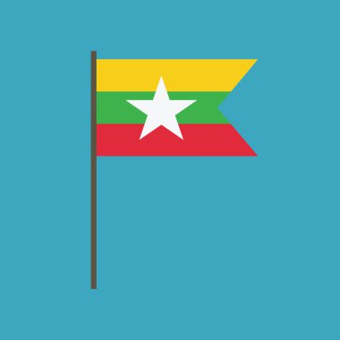 Myanmar bayrağı simgesi düz tasarım. Bağımsızlık günü ya da ulusal gün tatil kavramı.