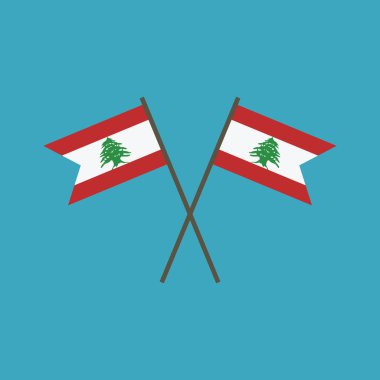 Lübnan bayrağı simgesi düz tasarım. Bağımsızlık günü ya da ulusal gün tatil kavramı.