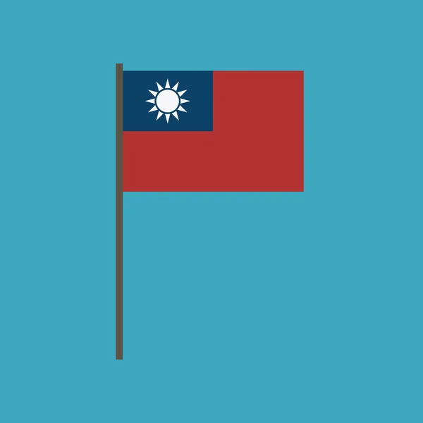 フラットなデザインで台湾の旗のアイコン 独立記念日や国立の日ホリデイ コンセプト — ストックベクタ