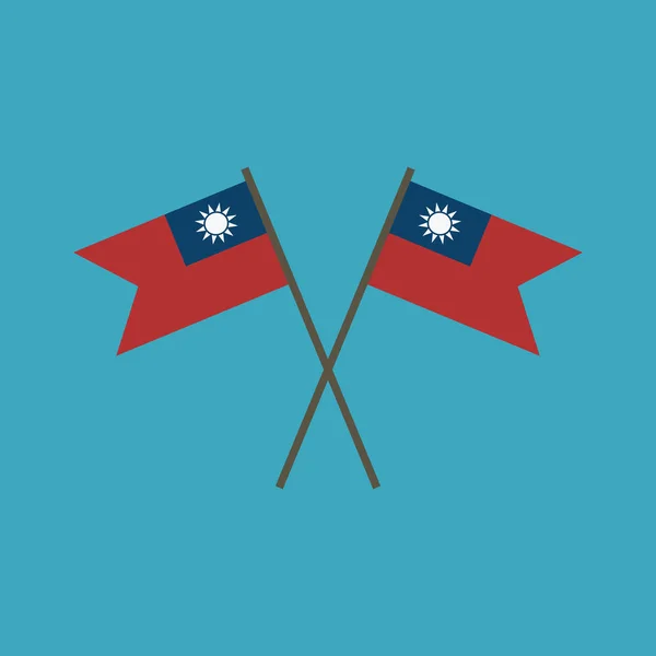 Taiwan Flagge Symbol Flachem Design Unabhängigkeitstag Oder Nationalfeiertag Konzept — Stockvektor