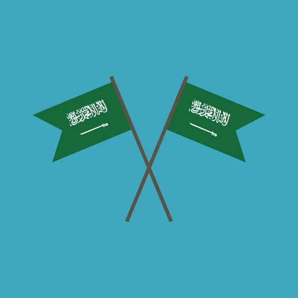 Ikon Bendera Arab Saudi Dalam Desain Datar Hari Kemerdekaan Atau - Stok Vektor