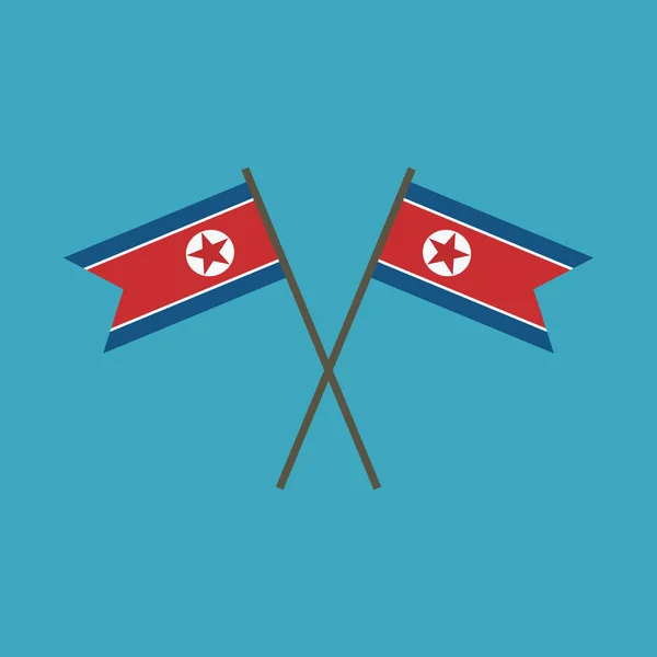 Korea Północna Flaga Ikona Płaska Dzień Niepodległości Lub Narodowy Dzień — Wektor stockowy