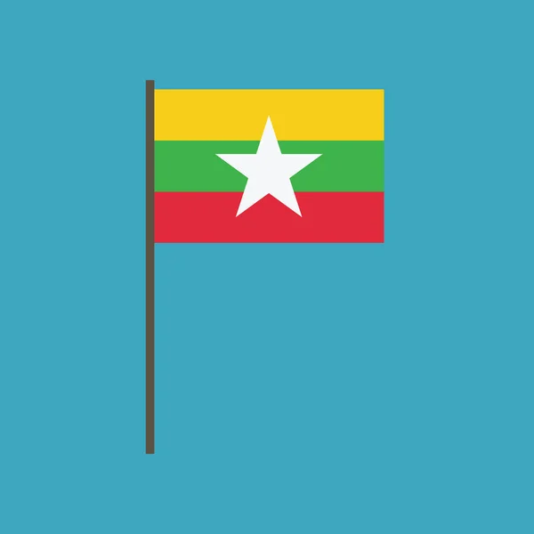 缅甸国旗图标在平面设计 独立日或国庆节假期概念 — 图库矢量图片