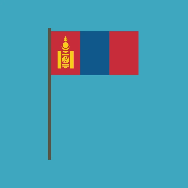 Icono Bandera Mongolia Diseño Plano Día Independencia Concepto Día Fiesta — Vector de stock