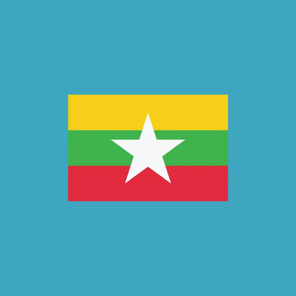 Ikona Příznaku Myanmaru Plochý Design Den Nezávislosti Nebo Národní Den — Stockový vektor