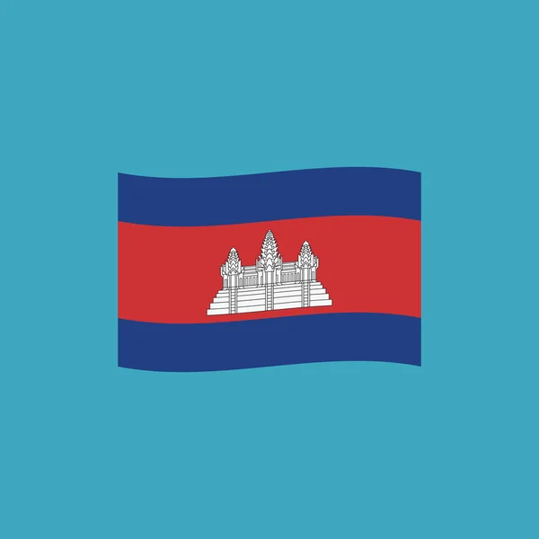 Kambodża Flaga Ikona Płaska Dzień Niepodległości Lub Narodowy Dzień Wakacje — Wektor stockowy
