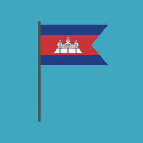 Icône Drapeau Cambodgien Design Plat Fête Indépendance Concept Fête Nationale — Image vectorielle