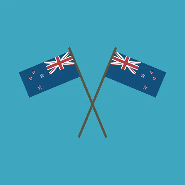 Nya Zeeland Flaggikonen Platt Design Självständighetsdagen Eller National Dag Semester — Stock vektor