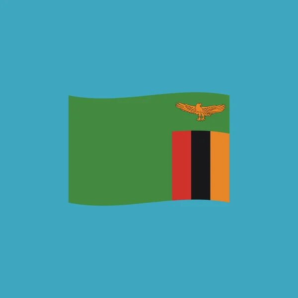 Icono Bandera Zambia Diseño Plano Día Independencia Concepto Día Fiesta — Vector de stock