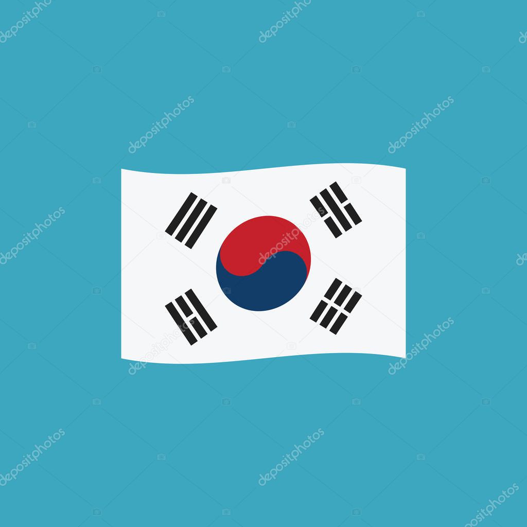 South Korea flag icon in flat design. Independence day or National day holiday concept.