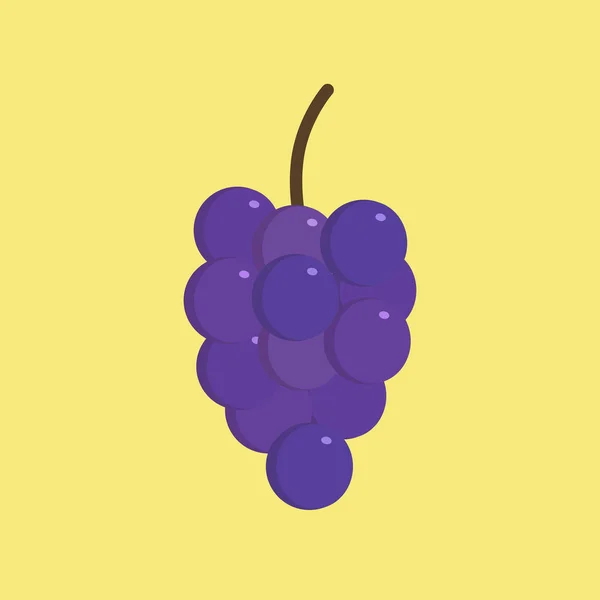 黄底扁平设计的紫色葡萄图片集 — 图库矢量图片