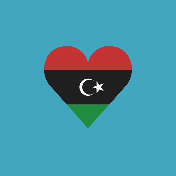 Libya Flag Icon Heart Shape Flat Design Independence Day National — Stock Vector