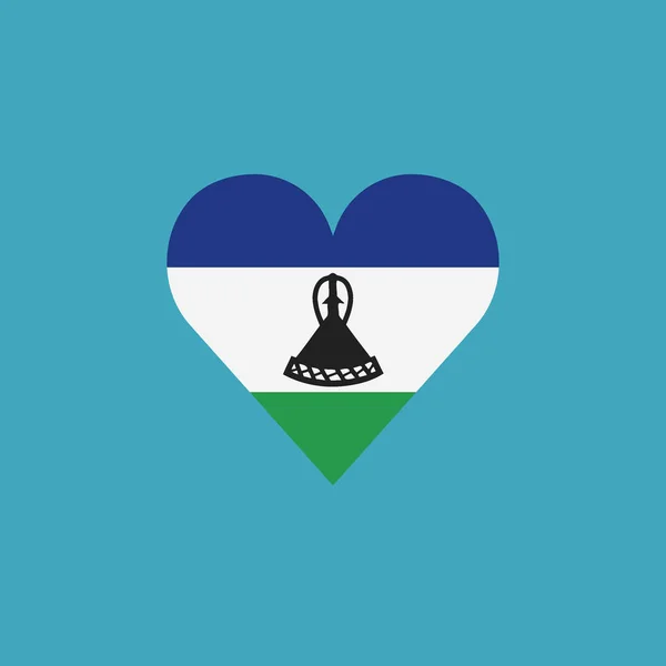 Icône Drapeau Lesotho Forme Cœur Design Plat Fête Indépendance Concept — Image vectorielle