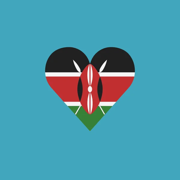Icona Bandiera Kenya Forma Cuore Nel Design Piatto Giorno Indipendenza — Vettoriale Stock