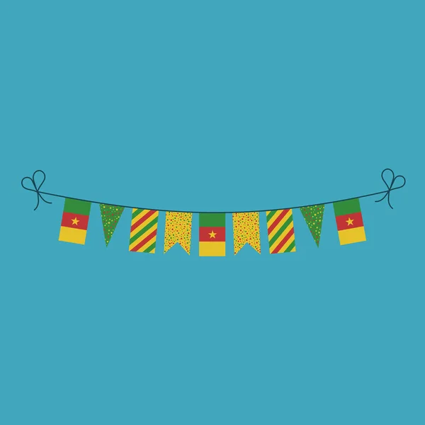 Decorations Bunting Flags Cameroon National Day Holiday Flat Design Independence — Stock Vector