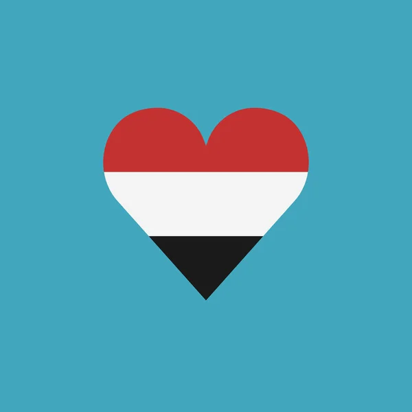 Ícone Bandeira Iêmen Forma Coração Design Plano Dia Independência Conceito — Vetor de Stock