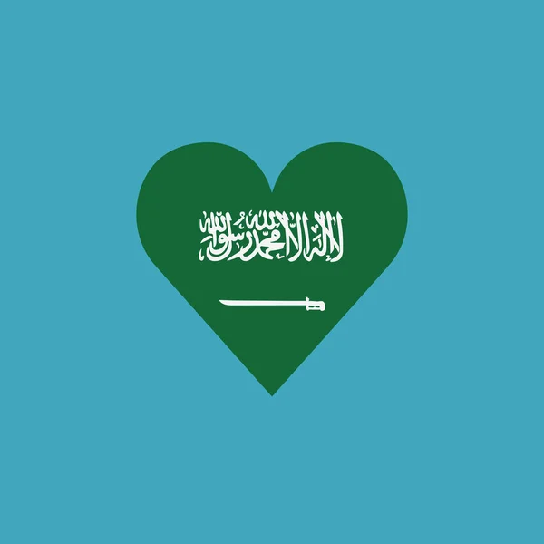 Düz Dizayn Edilmiş Kalp Şeklinde Suudi Arabistan Bayrağı Simgesi Bağımsızlık — Stok Vektör
