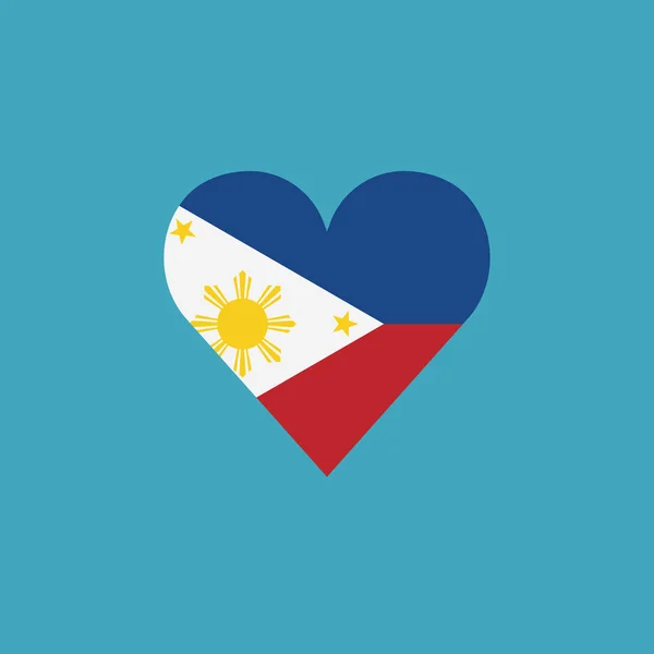 フラットデザインのハート型のフィリピン国旗アイコン 独立記念日又は国民の日の休日の概念 — ストックベクタ