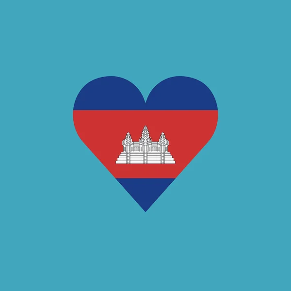 Kamboçya Bayrağı Düz Dizaynlı Kalp Şeklinde Bir Ikon Bağımsızlık Günü — Stok Vektör