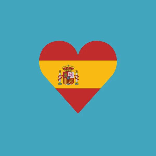 Bandera España Icono Forma Corazón Diseño Plano Día Independencia Concepto — Archivo Imágenes Vectoriales