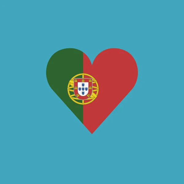 Portugal Flag Icon Heart Shape Flat Design Independence Day National — Stock Vector