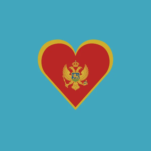 Icono Bandera Montenegro Forma Corazón Diseño Plano Día Independencia Concepto — Archivo Imágenes Vectoriales