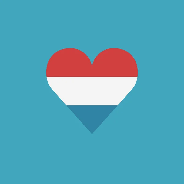 卢森堡国旗图标 心形扁平设计 独立日或国庆节的概念 — 图库矢量图片