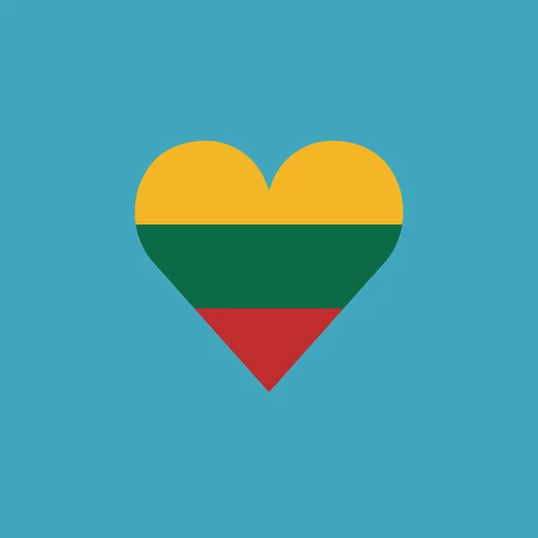 Ikona Vlajky Litvy Tvaru Srdce Plochém Provedení Den Nezávislosti Nebo — Stockový vektor