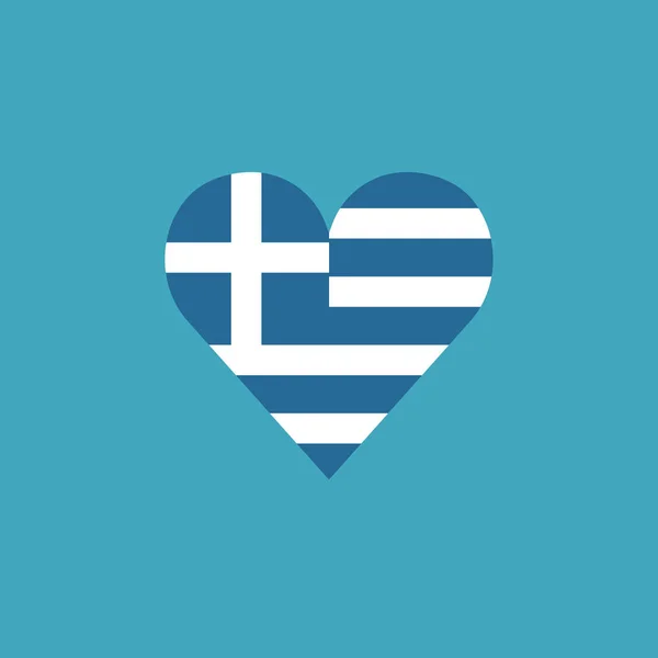 Greece Flag Icon Heart Shape Flat Design Independence Day National — Stock Vector