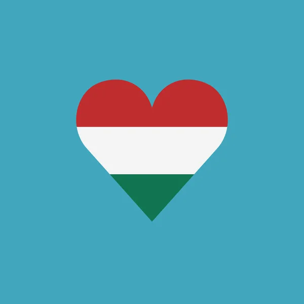Ikona Vlajky Maďarska Tvaru Srdce Plochém Provedení Den Nezávislosti Nebo — Stockový vektor