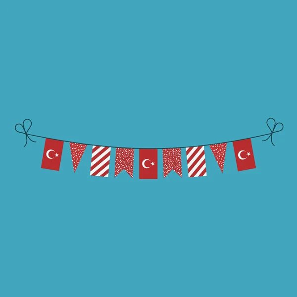 Dekorace Vlajkové Lodě Pro Turecko Národní Den Dovolené Plochém Designu — Stockový vektor