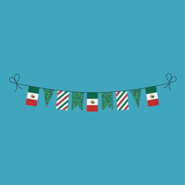 Düz Tasarımla Meksika Ulusal Bayramı Için Bayraklar Süslüyor Bağımsızlık Günü — Stok Vektör